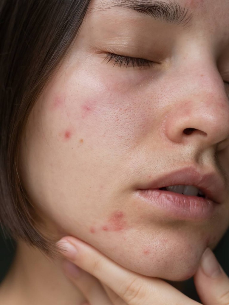 Портрет до ретуши: естественная кожа, заметные покраснения. Ольга Грачёва